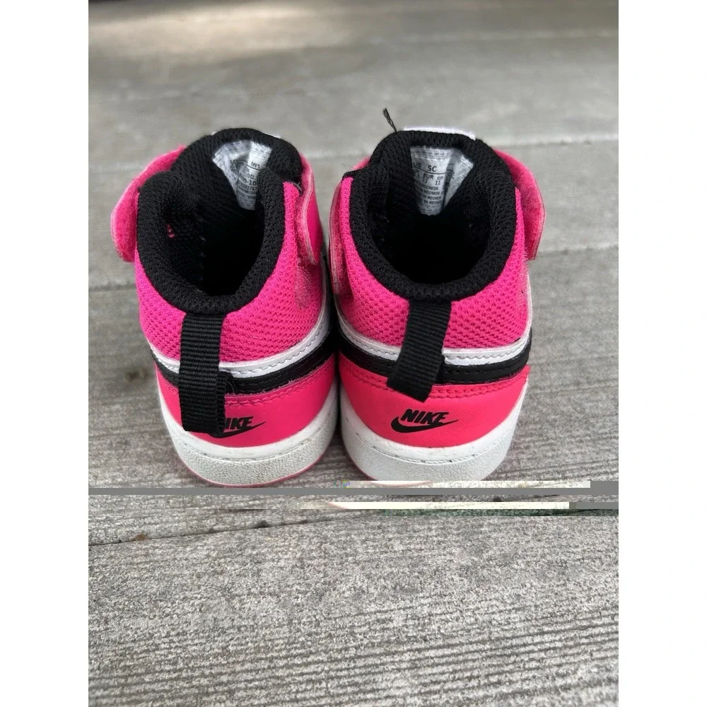 Nike Court Borough Mid 2 Toddler Shoes Pink Black White BQ5446-104 Size 5C